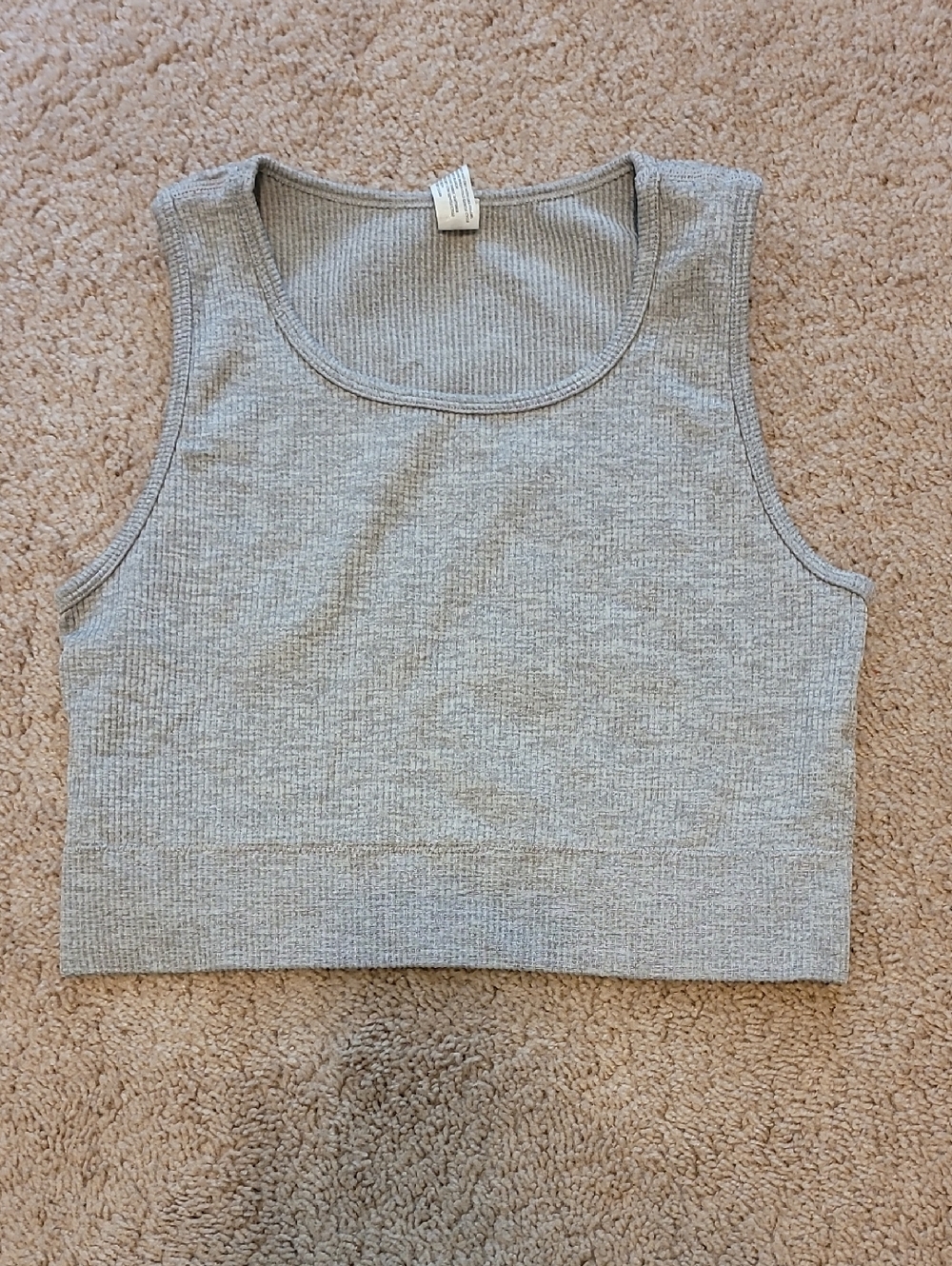 Yogalicious Light Gray Ribbed Crop Tank/Sports Bra